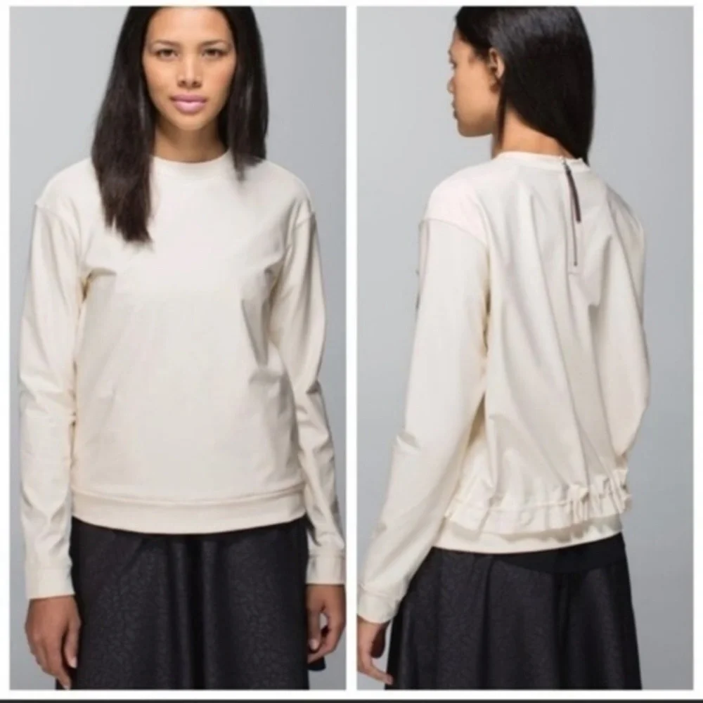 Lululemon Sweatshirt Departure Too Crewneck long Sleeve in Ghost Cream White